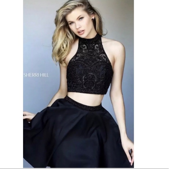 sherri hill black 2 piece